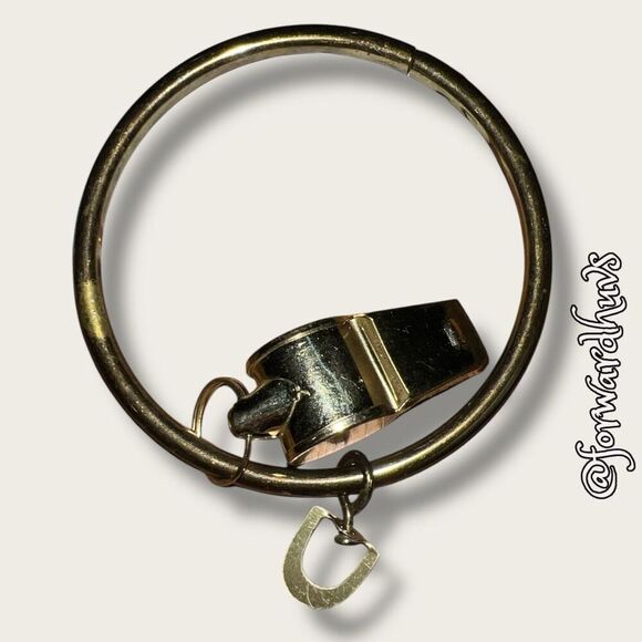 Vintage Brass Jailer Keychain with Whistle Accessory - Picture 5 of 6